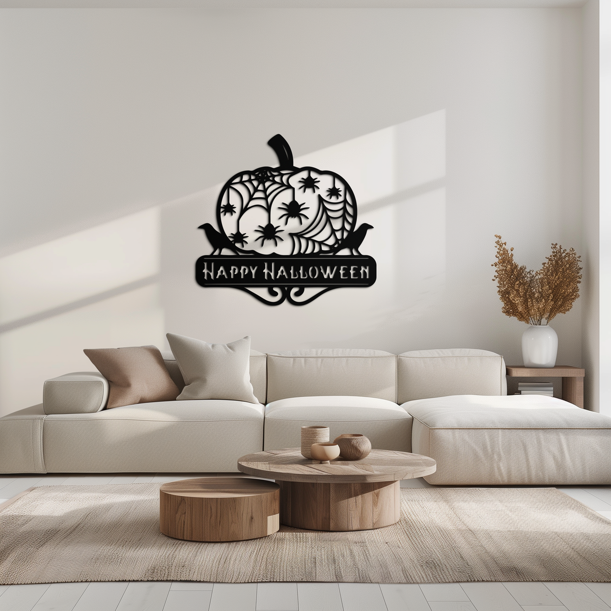 Metal Wall Art - Halloween Pumpkin Dimensional Spooky Spider Webs