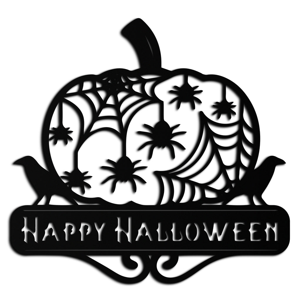 Metal Wall Art - Halloween Pumpkin Dimensional Spooky Spider Webs