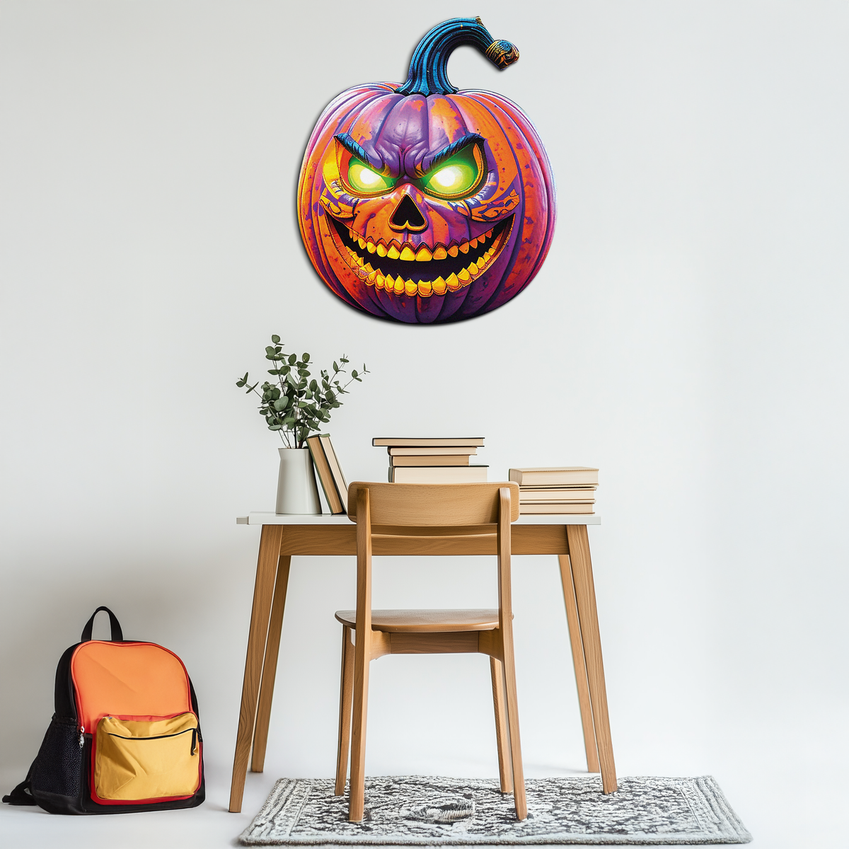 Evil Pumpkin Metal Wall Art – Spooky Halloween Decor-KAFUVM034