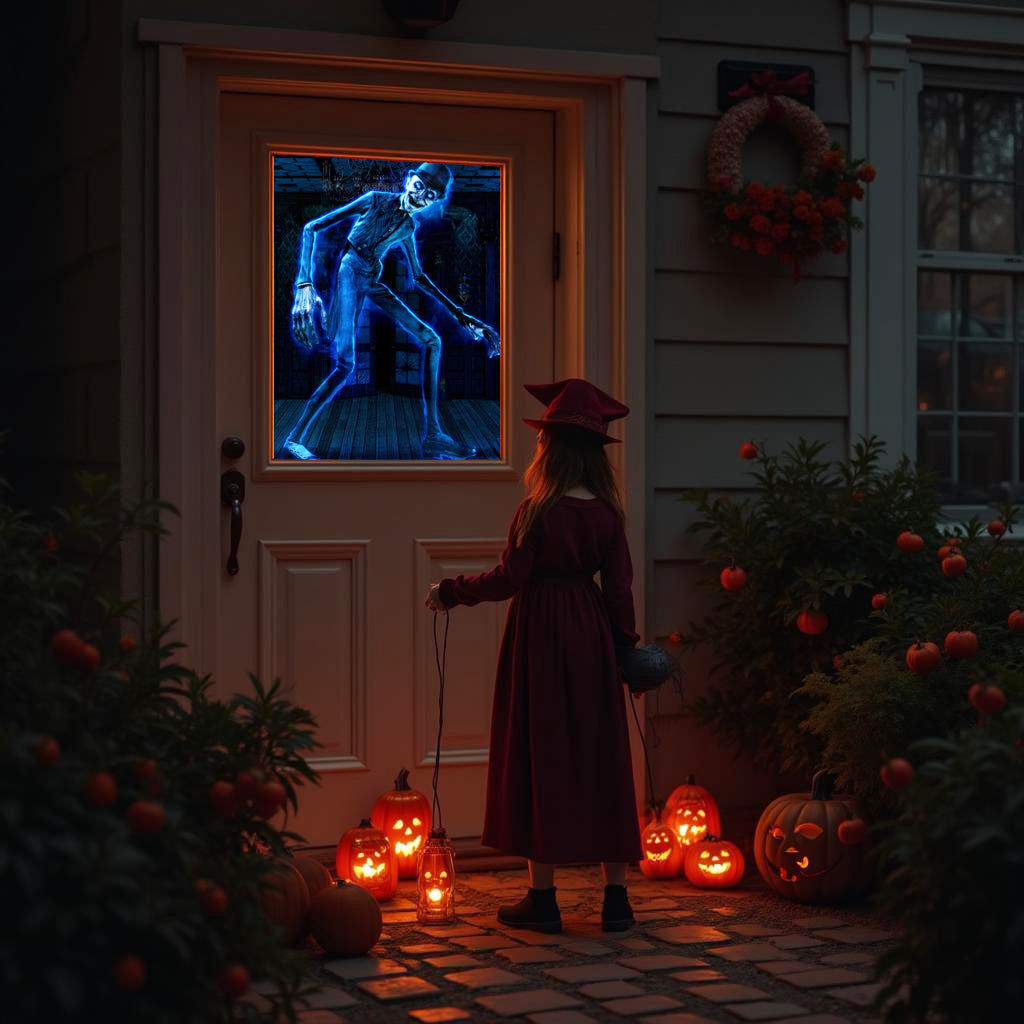 AtmosFX Halloween Digital Decoration USB - Spooky Halloween + 48" x 72" Projection Screen