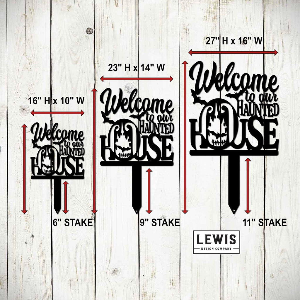 Welcome to Our Haunted House Stakes | Halloween Metal Yard Decor
