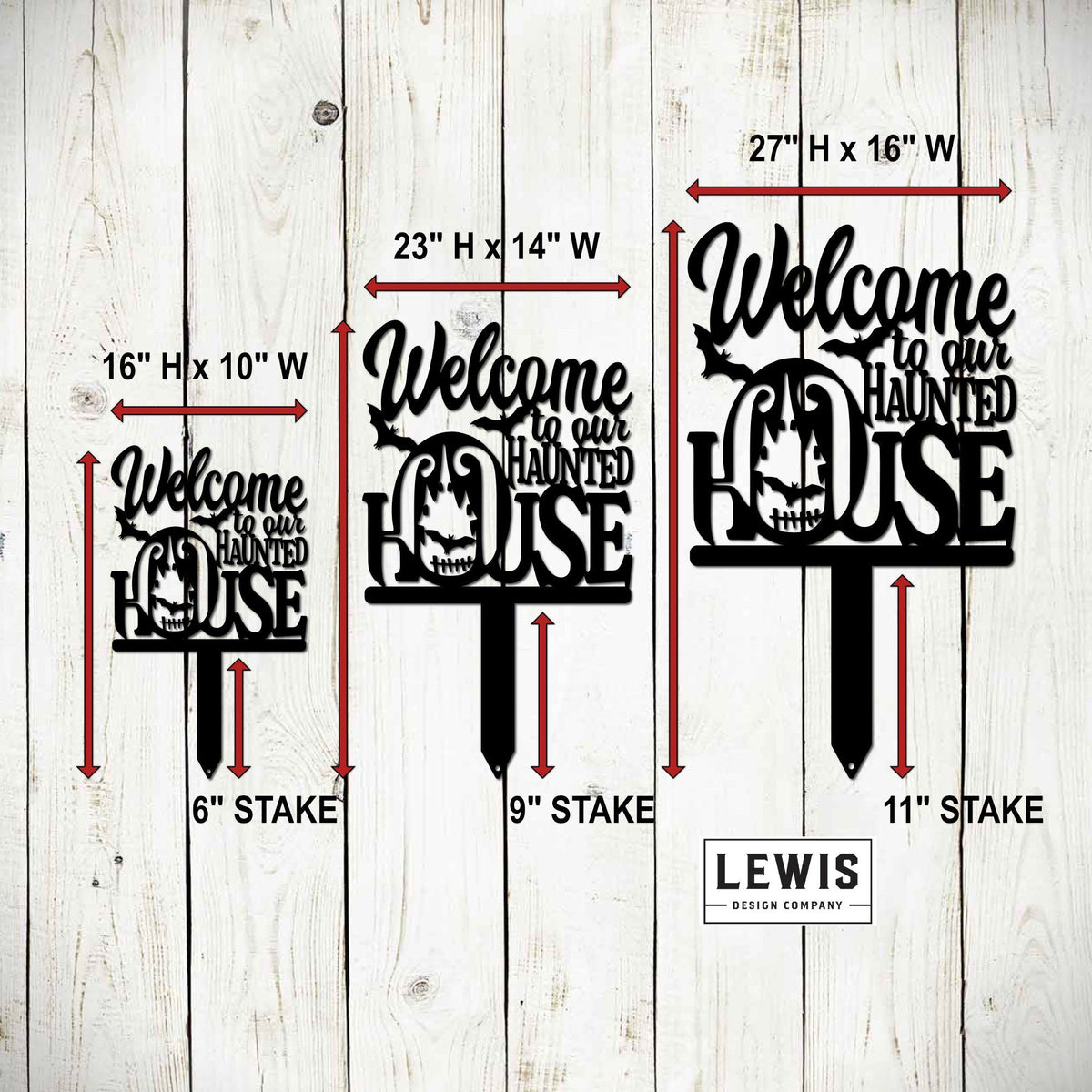 Welcome to Our Haunted House Stakes | Halloween Metal Yard Decor